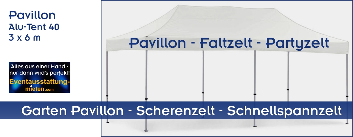 Faltpavillon bzw. Gartenpavillon 3 x 6 m komplett offen, nur mit Dach