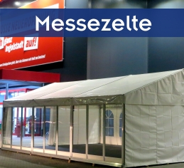 Messezelt mit festen Glas-Seitenwänden