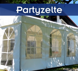 Weißes Partyzelt mit Sprossenfenstern